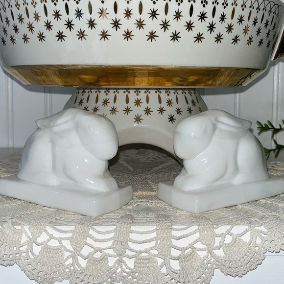 Vintage Heisey Glass Rabbit Bookends White Opal Milk Glass MCM Weighted Pair - Picture 9 of 16